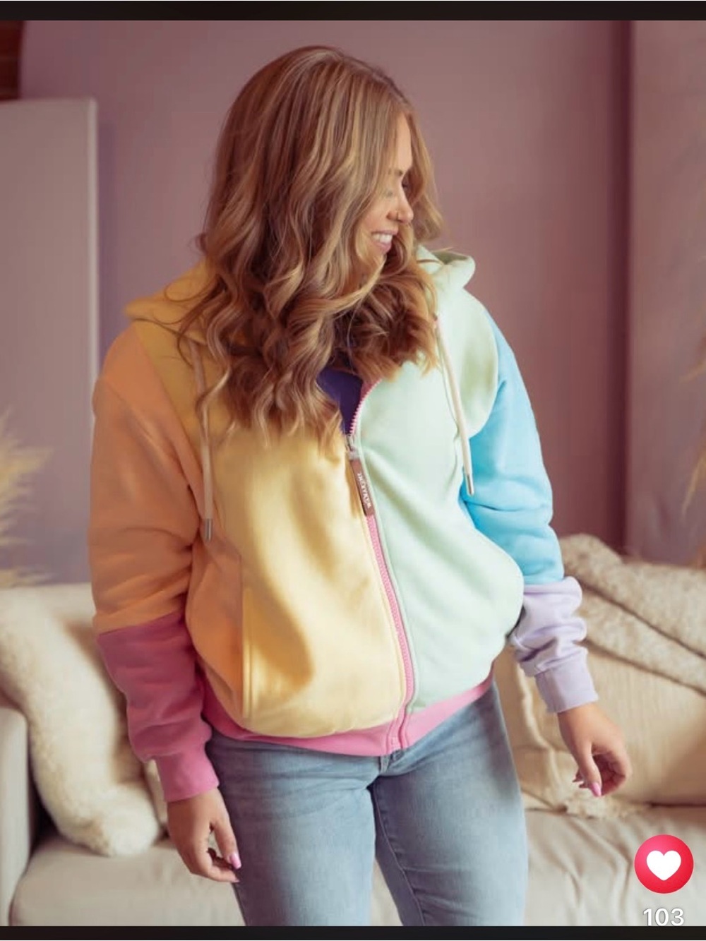 RARE - Wanakome “Neri” Pastel Multi-Color Zip Hoodie